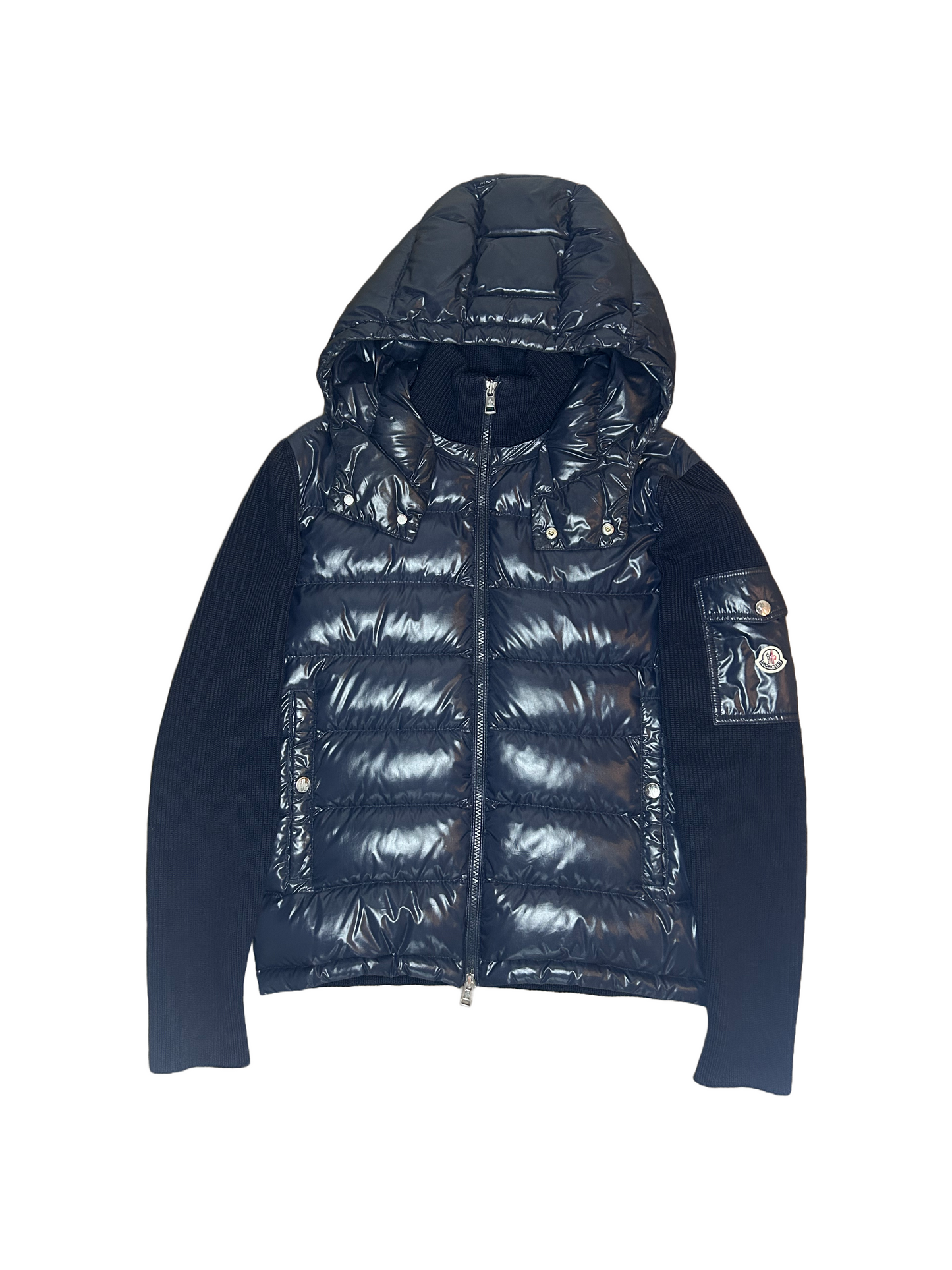 Moncler Hooded Tricot Down Cardigan