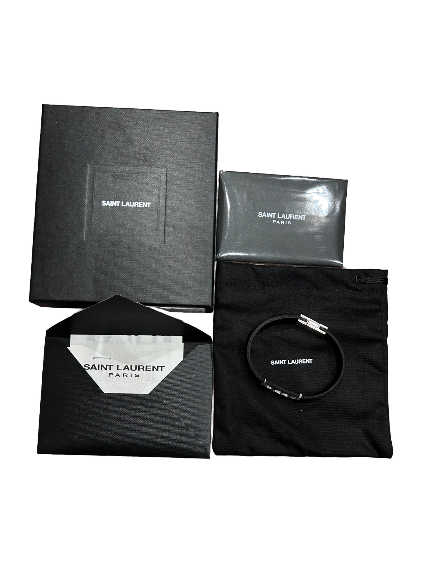 Saint Laurent Cassandre Leather Bracelet